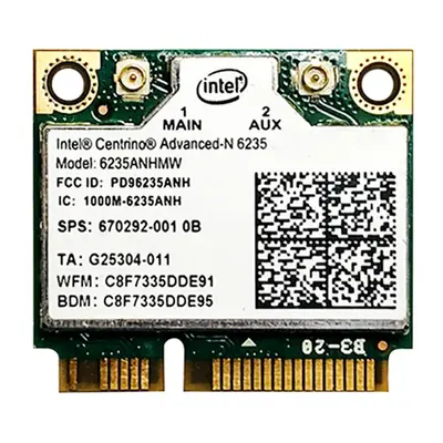 6235AN-HMWWB Intel Advanced-N Centrino 6205 Dual Band 300Mbps 2.4GHz / 5GHz IEEE 802.11a/b/g/n Bluetooth 4.0 Half Mini PCI Ex...