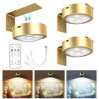 Brightown Picture Lights for Wall,Rechargeable Battery Operated Painting Light Magnetic Art Display Light with Remote, Puck L...