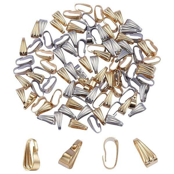 100Pcs 2 Colour 304 Stainless Steel Snap on Bails