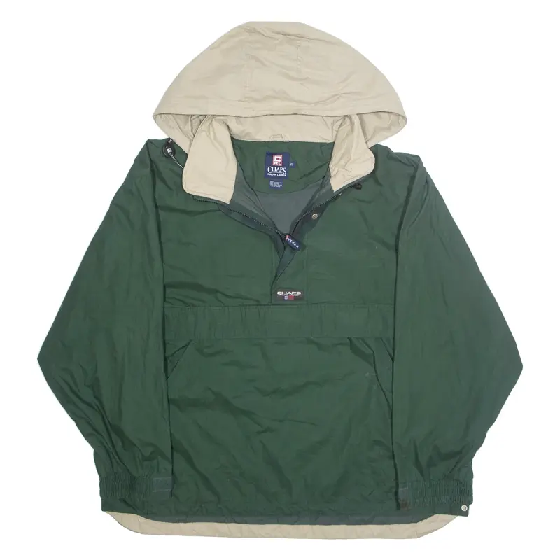 CHAPS Mens Pullover Jacket Green Hooded XL