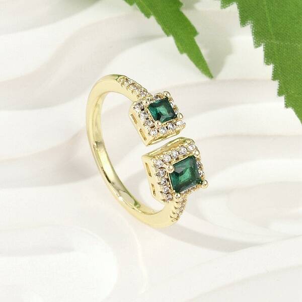 Brass Micro Pave Cubic Zirconia Cuff Rings