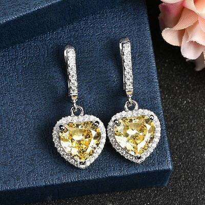 925 Sterling Silver Micro Pave Cubic Zirconia Dangle Hoop Earrings