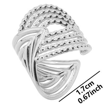 Vintage Stainless Steel Asymmetrical Wide Band Couple Rings