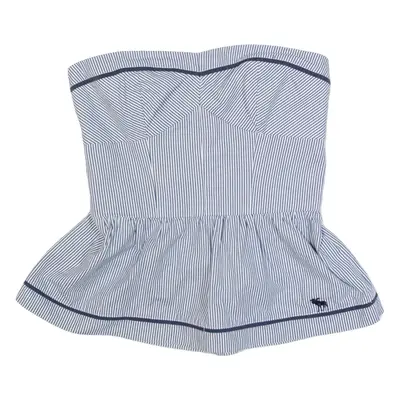 ABERCROMBIE & FITCH Womens Smock Top Blue Sleeveless Striped M