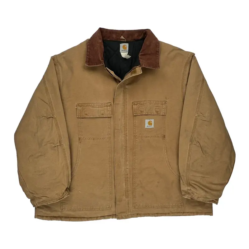 Workwear Carhartt Oversized Jacket - 3XL Beige Cotton | Size: xxx-large