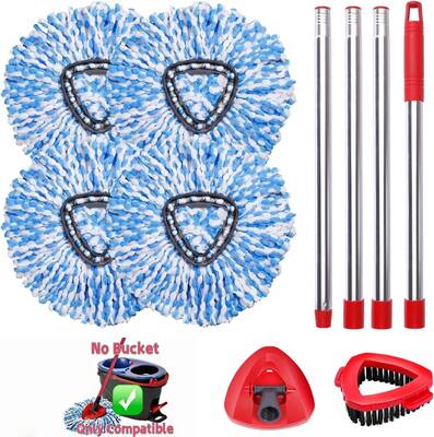 Spin Mop Head Replacement & Shower Floor Scrubber，Compatible with Ocedar RinseClean 2 Tank Mop System,Microfiber Mop Ref