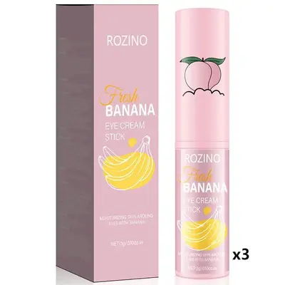 ROZINO Fresh Banana Eye Cream Stick - 3g x 3pcs, Natural Moisturizer for Hydrating & Brightening Eye Area, Nourishing Formula...