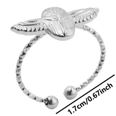 Non-Tarnish 304 Stainless Steel Owl Cuff Ring for Unisex
