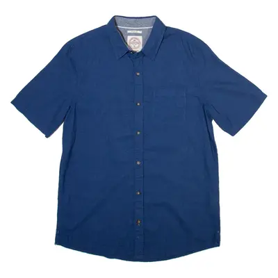 FAT FACE Tall Mens Plain Shirt Blue Linen M