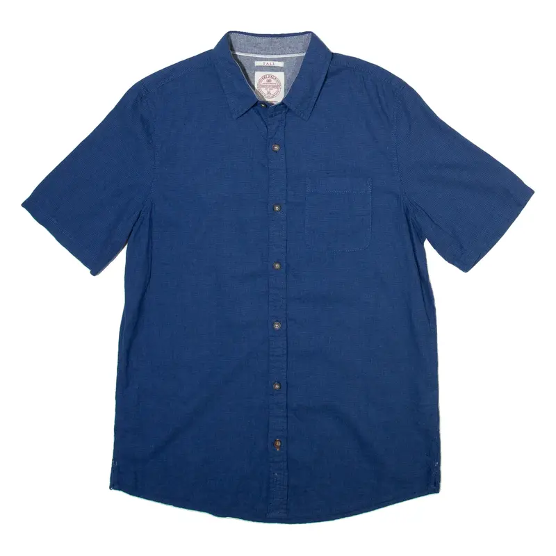 FAT FACE Tall Mens Plain Shirt Blue Linen M