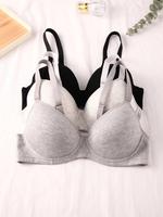 Women's Solid Push Up Bra, Minimalist Adjustable Strap Underwire Bra for Daily Wear, Comfortable Breathable Lingerie for All ...