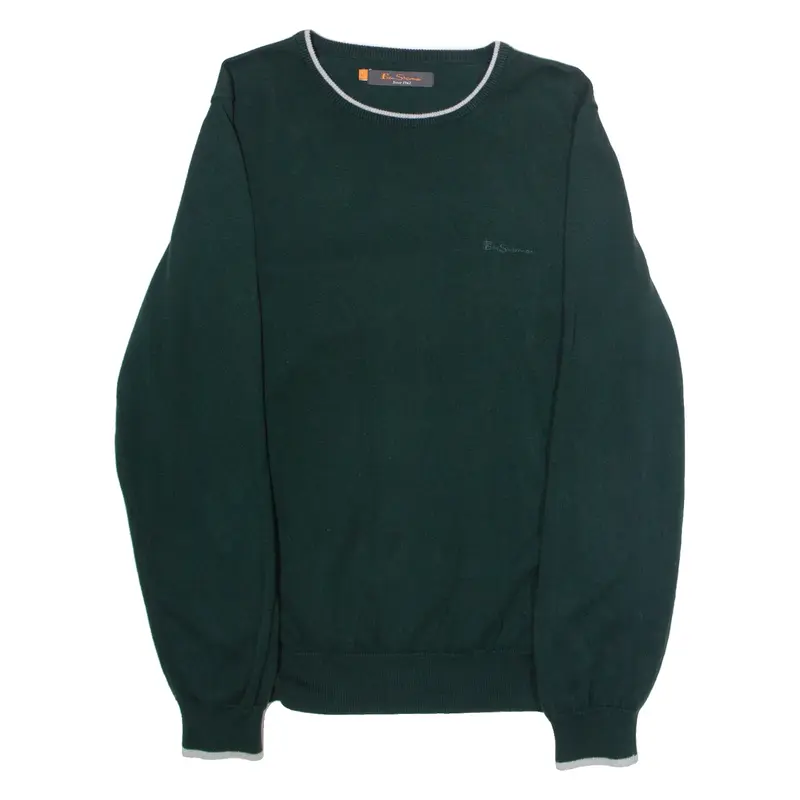 BEN SHERMAN Mens Jumper Green Crew Neck Tight Knit L