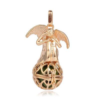 Golden Plated Brass Hollow Round Cage Pendants