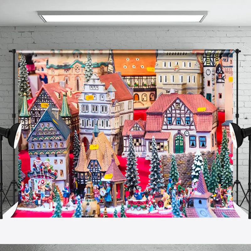 Aperturee Fairy Tale Colorful Town Christmas Vibe Backdrop - Aperturee