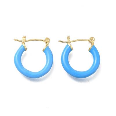 Brass Enamel Hoop Earrings for Women