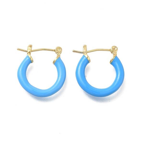 Brass Enamel Hoop Earrings for Women