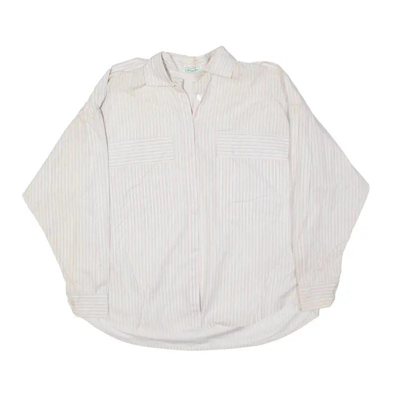 BENETTON Shirt Pink Striped Long Sleeve Womens S