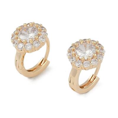 Brass Micro Pave Clear Cubic Zirconia Hoop Earring