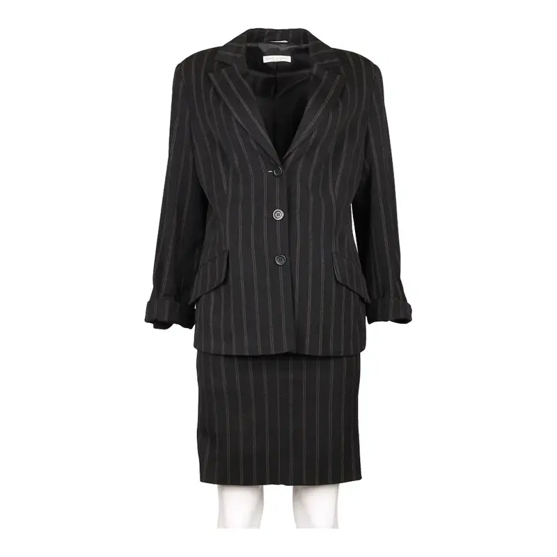 Sirte Group Pinstripe Full Suit - Medium Black Polyester