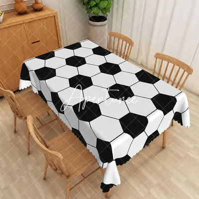Aperturee Black White Hexagonal Printed Rectangular Tablecloth, 52 x 70 inch, 30.82 USD, rectangle tablecloths, ZWH01896-A