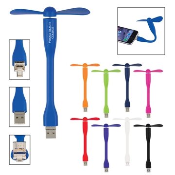 50 Promotional Mini USB Fan With 3-Way Connector - Multi Device ...