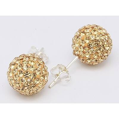 Gifts for Her Valentines Day 925 Sterling Silver Austrian Crystal Rhinestone Ball Stud Earrings for Girl