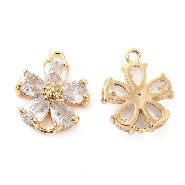 Brass Pave Clear Glass Connector Charms