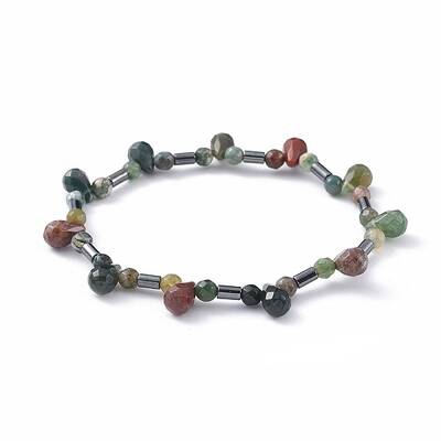 Non-magnetic Synthetic Hematite Beads Stretch Bracelets