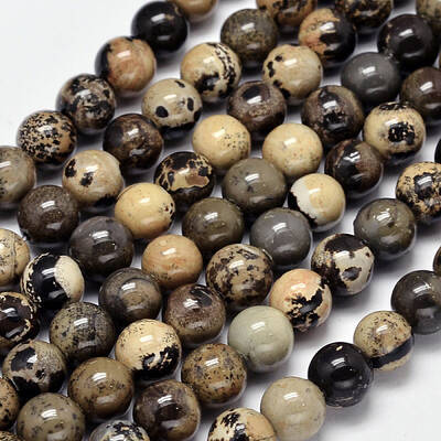 Round Natural Dendritic Jasper Beads Strands