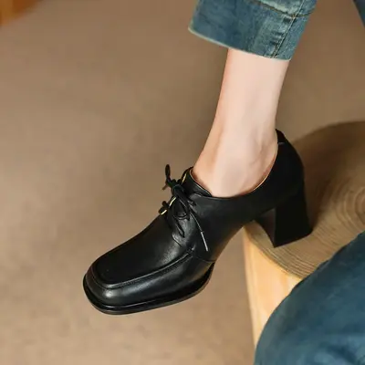 CHIKO Bella Square Toe Block Heels Oxfords Shoes