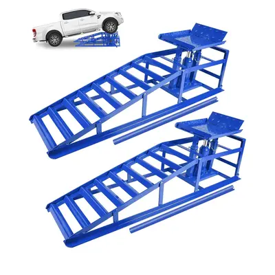 Garvee Hydraulic Car Ramps - 5T/11,000 lbs Heavy-Duty Steel, Adjustable Height 9.3-14, Low-Profile, Anti-Slip Design for Ga...