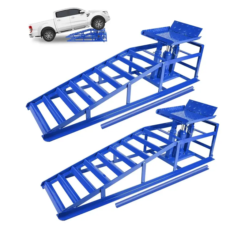 Garvee Hydraulic Car Ramps - 5T/11,000 lbs Heavy-Duty Steel, Adjustable Height 9.3-14, Low-Profile, Anti-Slip Design for Ga...