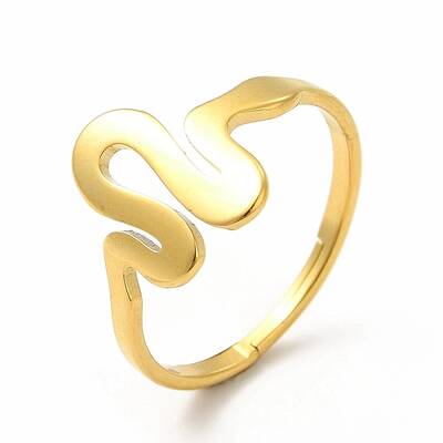 Ion Plating(IP) 304 Stainless Steel Snake Adjustable Ring for Women