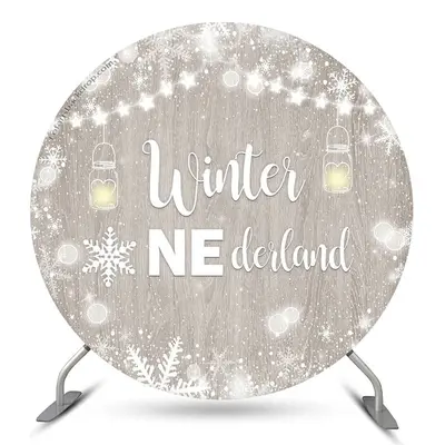 Aperturee Winter Onederland Wooden Round 1St Birthday Backdrop | Circle Background For Party | Round Birthday Backdrop Cover ...