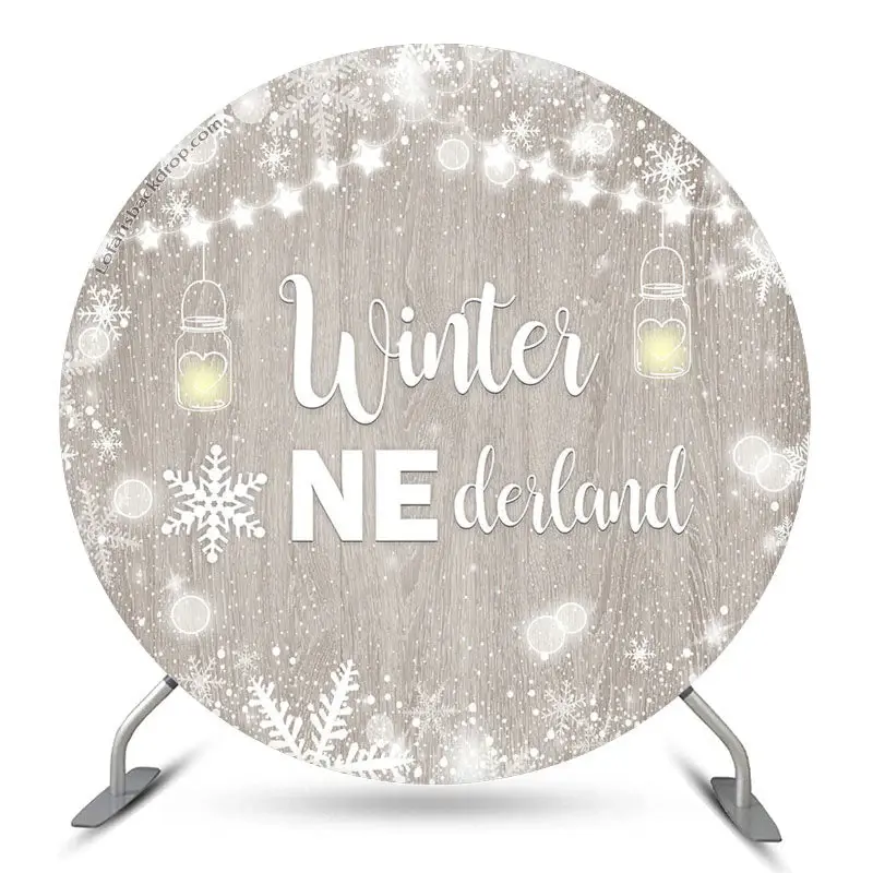 Aperturee Winter Onederland Wooden Round 1St Birthday Backdrop | Circle Background For Party | Round Birthday Backdrop Cover ...
