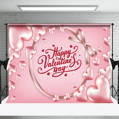 Aperturee Pink Valentine Large Small Hearts Bow Ties Backdrop | Happy Valentines Day Banner | Valentine'S Day Backdrops | Diy...