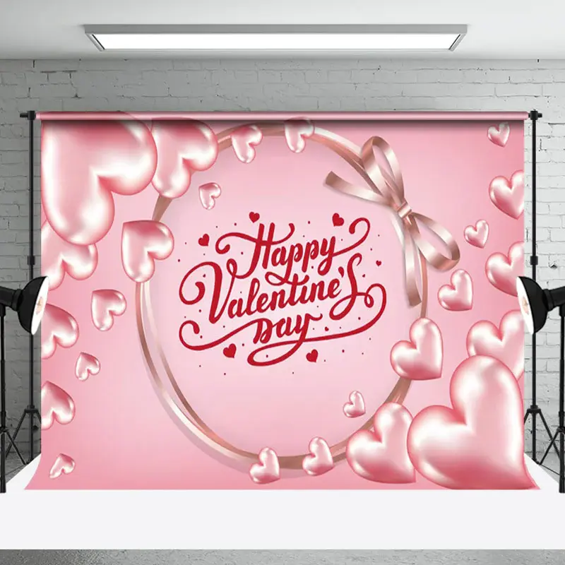 Aperturee Pink Valentine Large Small Hearts Bow Ties Backdrop | Happy Valentines Day Banner | Valentine'S Day Backdrops | Diy...