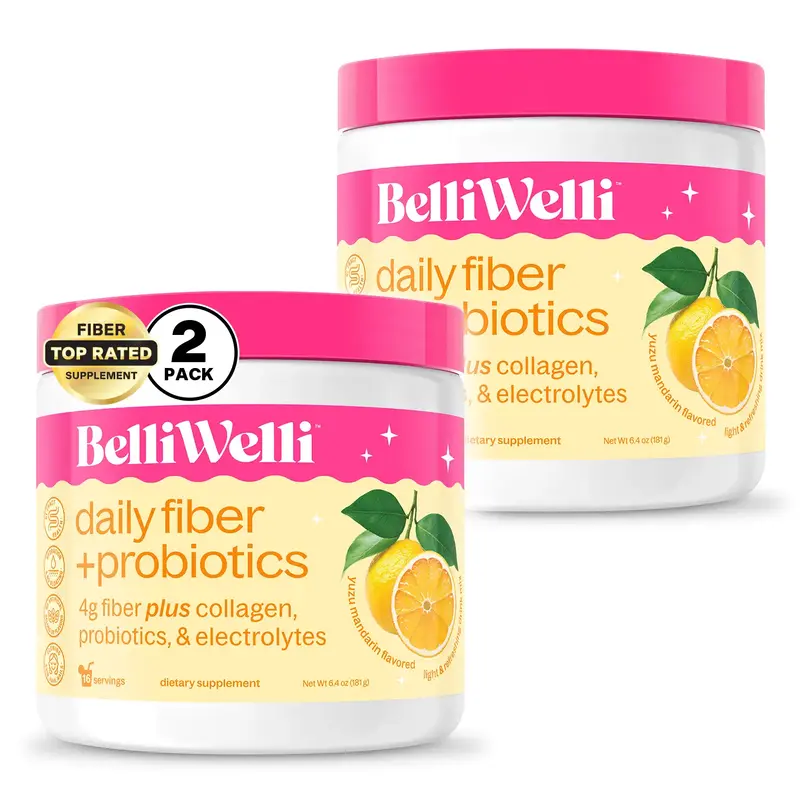 BelliWelli Fiber + Probiotics + Collagen Daily Supplement - Orange Mandarin - 2 Pack