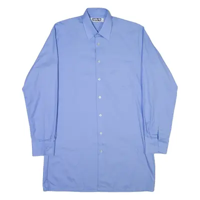 AMSA Mens Plain Shirt Blue Long Sleeve L