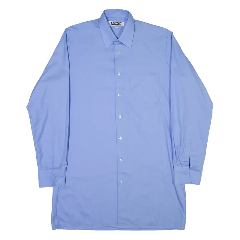AMSA Mens Plain Shirt Blue Long Sleeve L