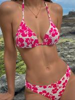 Two-piece Set Women's Floral Print Bikini Set, Casual Fashion Chic Swimsuit Set for Beach Holiday Vacation, Ladies Swimwear f...