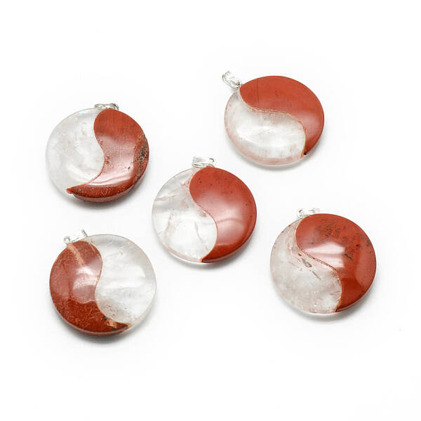 Crystal and Red Jasper Pendants