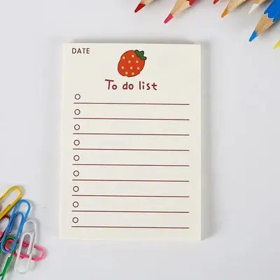 To Do List Sticky Note, 1 Count Cute Strawberry Pattern Sticky Note, Portable Memo Pads, Sticky Note Pads, Office Stationery ...