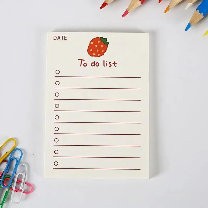 To Do List Sticky Note, 1 Count Cute Strawberry Pattern Sticky Note, Portable Memo Pads, Sticky Note Pads, Office Stationery ...