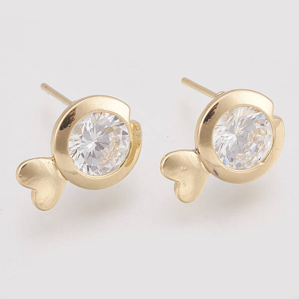 Brass Cubic Zirconia Stud Earrings