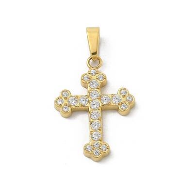 Ion Plating(IP) 304 Stainless Steel Micro Pave Cubic Zirconia Pendants