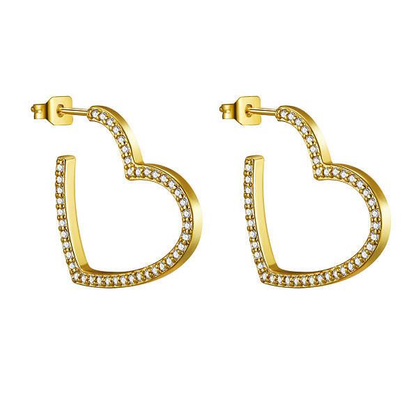 Brass Micro Pave Grade AAA Cubic Zirconia Stud Earrings