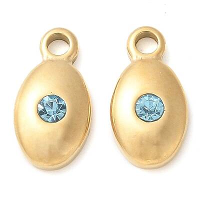 304 Stainless Steel with Rhinestone Charms