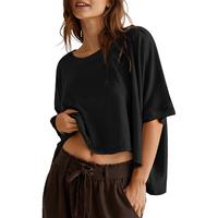 UEU Womens Summer Oversized Tops Casual Loose Crop Tee Shirt  Crewneck Basic T Shirts Boxy Trendy Outfits Blouse  women's shi...