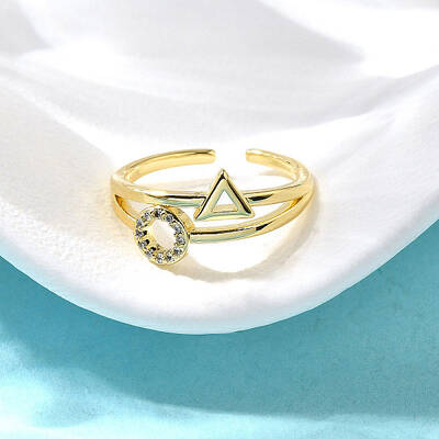 Brass Micro Pave Clear Cubic Zirconia Cuff Rings for Women